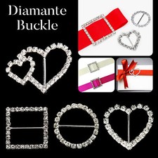 Rhinestone Diamante Crystal Buckle Ribbon Sliders Valentine Wedding Gift Decor