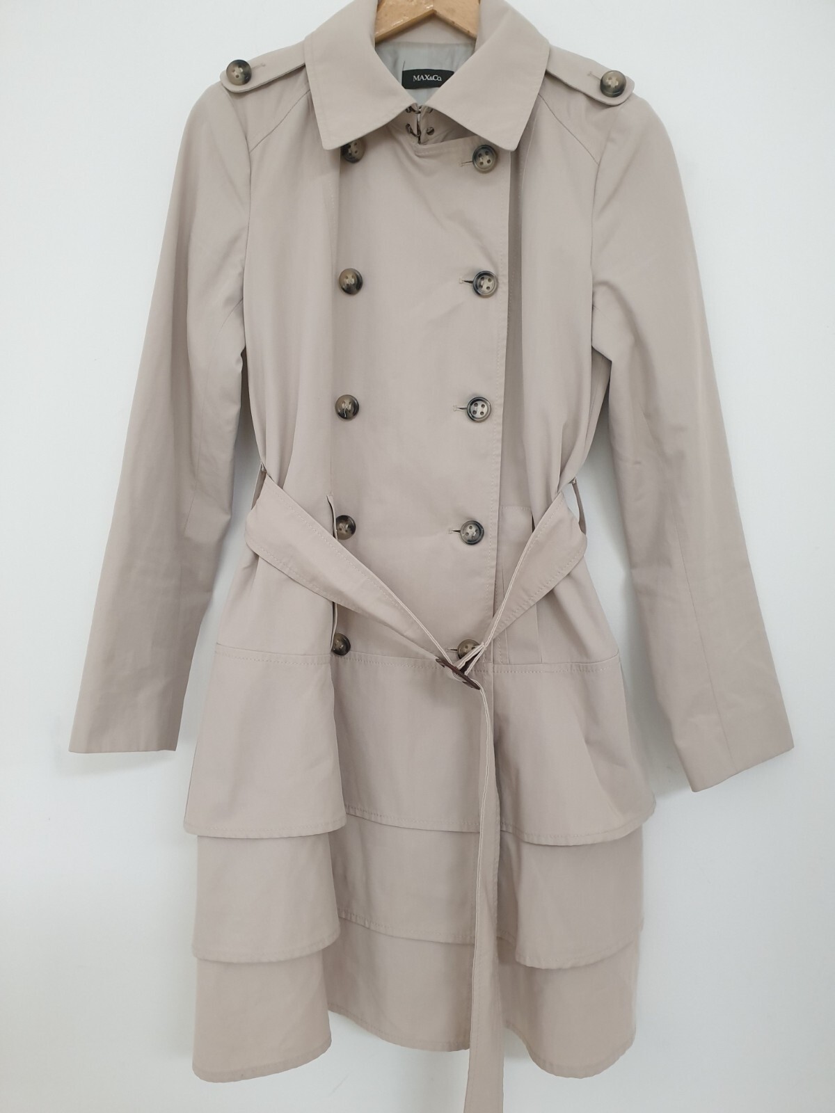 MaxCo Stone Beige Belted Trenchcoat Raincoat for Women VGC-image