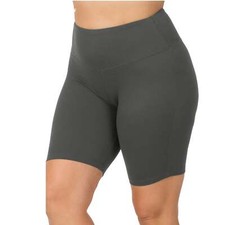 Zenana Women's Wide Waistband Biker Shorts Plus Size