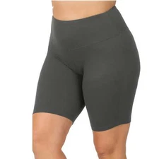 Zenana Women's Wide Waistband Biker Shorts Plus Size