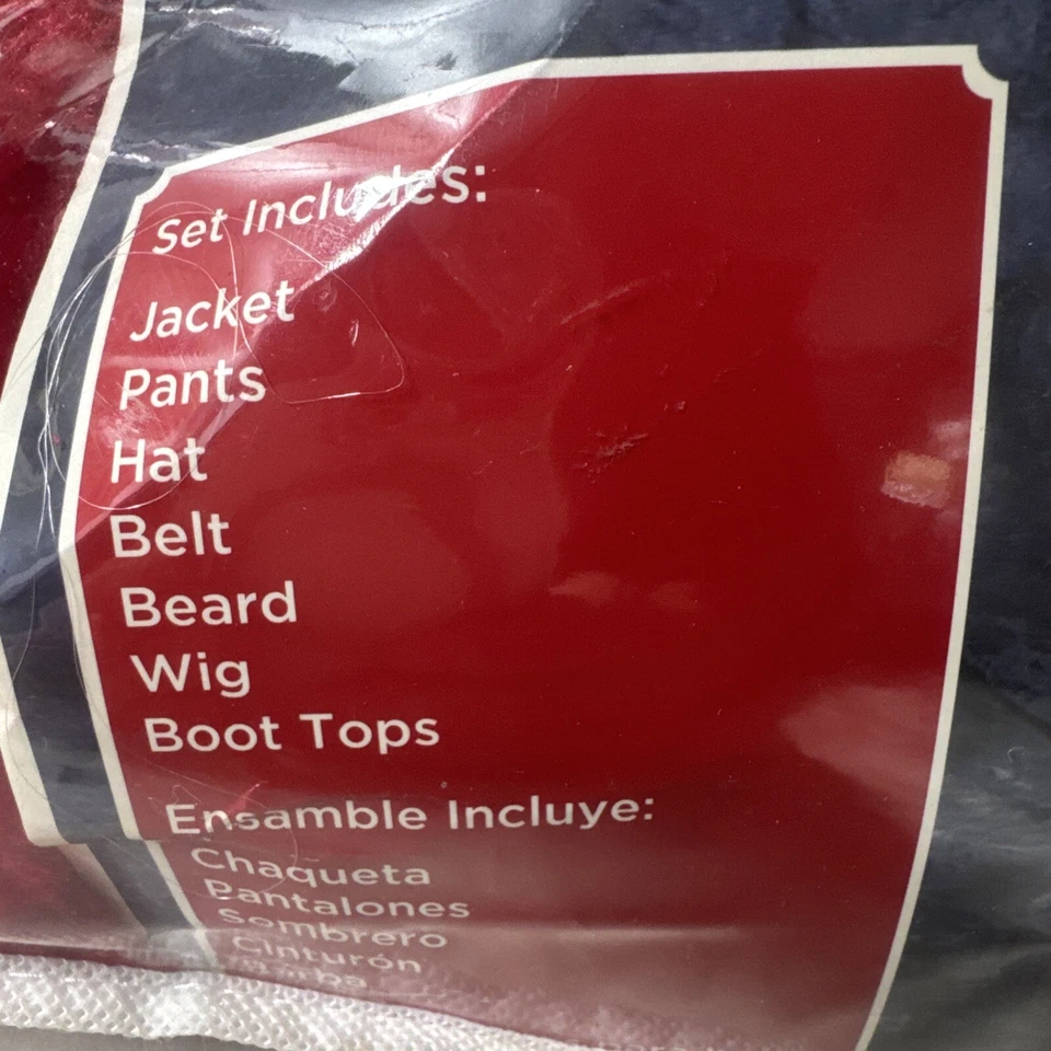 Traje de Papá Noel Holiday Time para Hombres XL 7 Piezas Disfraz Chaqueta Pantalones Sombrero Cinturón Barba Bota Para Foto 3 de 4