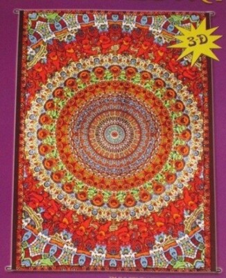 New Mosaic 3D Grateful Dead Bear Wall Decor Gift Tapestry w Loops, Glasses 60x90