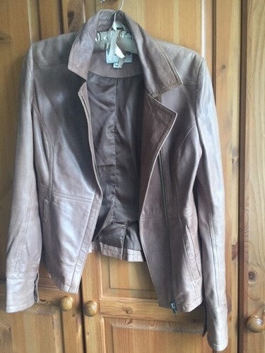 Reiss Ladies Leather Jacket - Tan - XS 