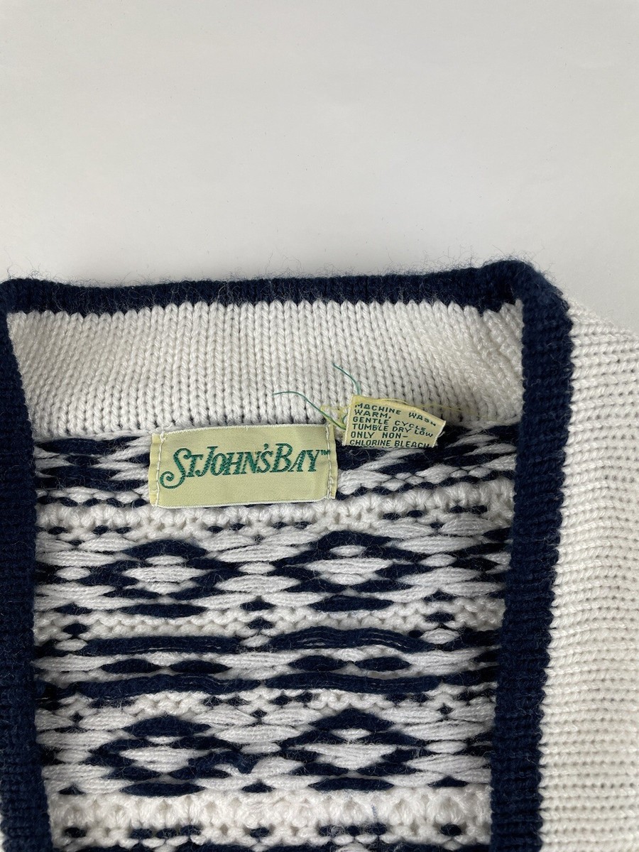 Vintage 90s St Johns Bay Cotton Navy Blue Cardigan Sweater Vintage 90s St Johns Bay Cotton Navy Blue Cardigan Sweater