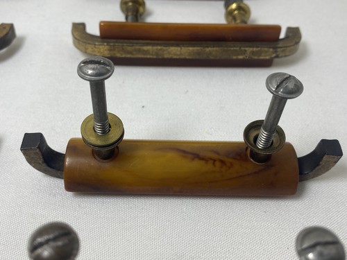 10 Matching Vintage Art Deco Butterscotch Bakelite Drawer Pulls Handles - Picture 11 of 15