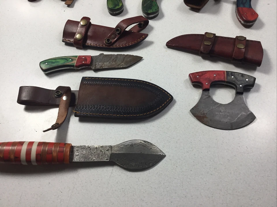 (12) Lote de Juego de Cuchillas Plegadas Fijas Tácticas Colección Trucha Luna Azul Funda Foto 4 de 4