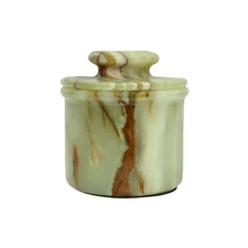 Green Onyx  Butter Keeper with Lid | French Butter Crock for Countertop