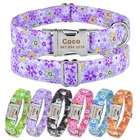 Pink Personalized Dog Collar Engraved Custom Pets Name Metal Buckle Medium Large