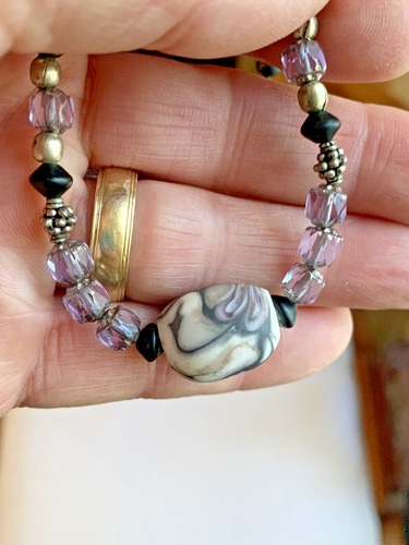 Rzadki vintage Navajo Indyjska lawenda agat wisiorek naszyjnik około 1970 roku - Zdjęcie 1 z 9