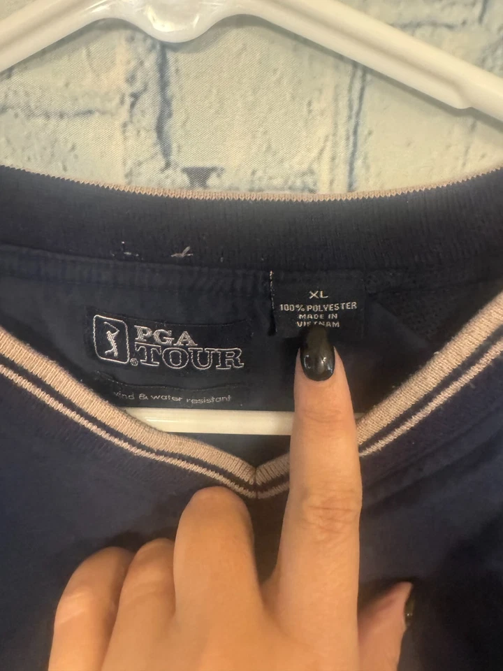 Chaqueta de golf PGA Tour azul suéter cuello en V cortavientos con bolsillos - Hombres XL Foto 3 de 3