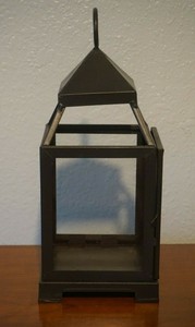 Pottery Barn Malta Lantern Candle Light Holder Bronze Metal Small