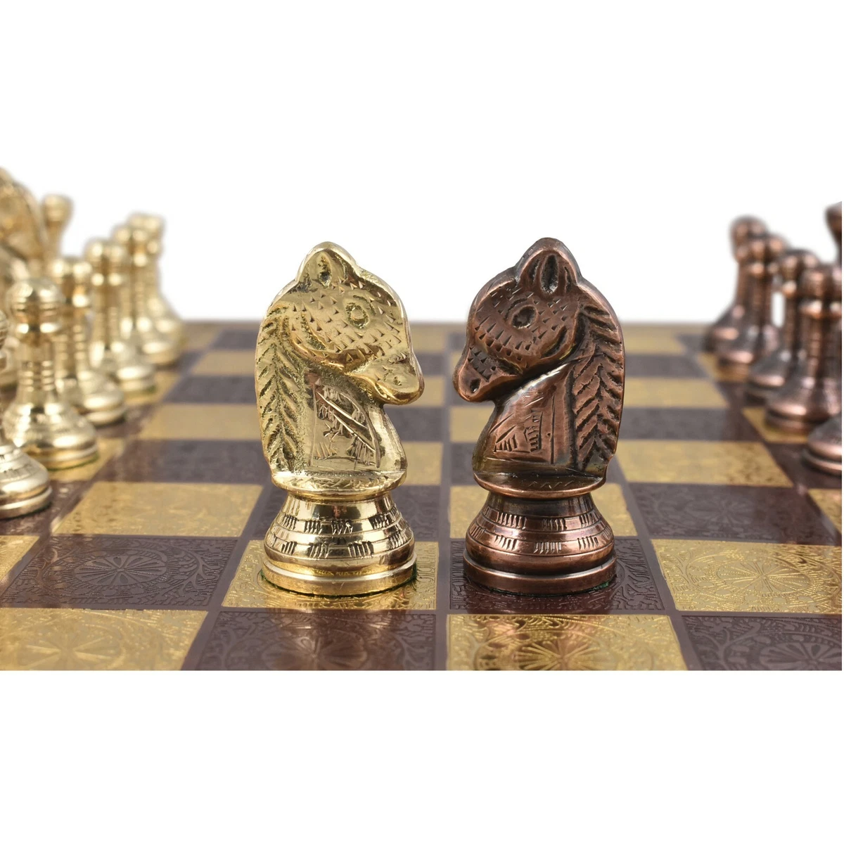 Brass Metal Staunton Inspired Luxury Chess Pieces & Board Set-13 with –  royalchessmall