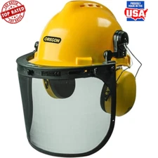 Chainsaw Safety Helmet W/ Visor & Ear Muffs Impact Resistant Adjustable New
