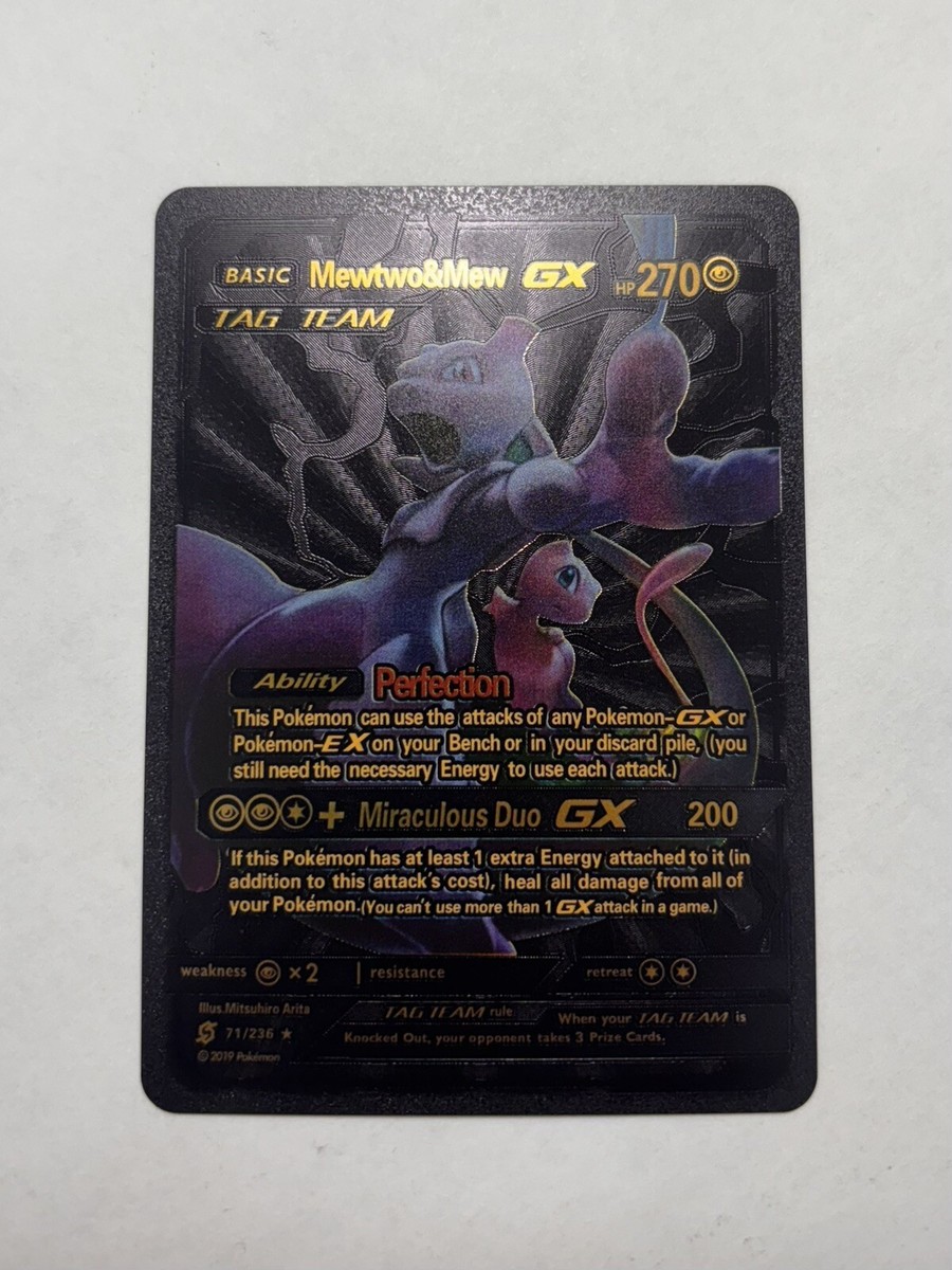 Mewtwo & Mew GX Tag Team 270 HP Black Foil Fan Art Display