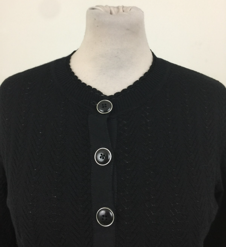 Karen Millen Women's Cardigan Size XS Black Pockets Stretch Button Used F1 - Picture 6 of 13