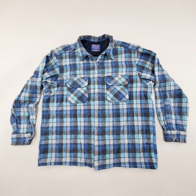 Pendleton Limited Edition Beach Boys Board Shirt Blue Plaid Wool Flannel Mens XL