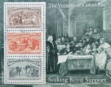 CMI) 1992. UNITED STATES. SOUVENIR SHEET. CHRISTOPHER COLUMBUS'S VOYAGE SEEKING