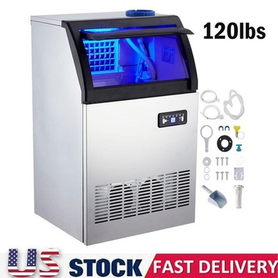 120lb Commercial Ice Maker Stainless Steel Bar Restaurant Cube Machine