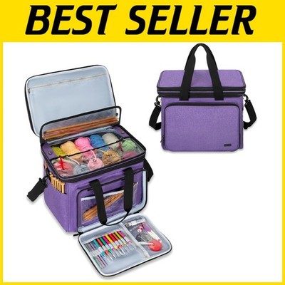 Knitting Enthusiasts' Purple Bag with Divider