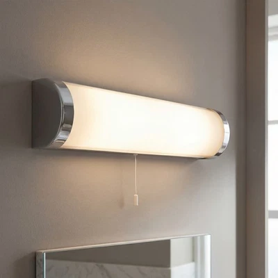 Wandlampe Bad Glas Zugschalter IP44 B:40 cm 2-flammig E14 Wandleuchte Küche - Bild 1 von 4