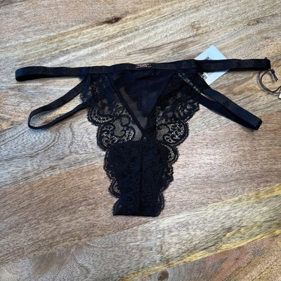 Daydream Nation Universe Panty Womens Medium Black Lace Strappy Underwear NWT
