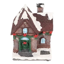 LED Lighted Christmas Village House, Log Cabin Tabletop Display, Snowy Christ...
