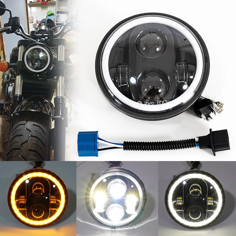 Proyector de faros LED 5,75" alto/bajo para Yamaha Virago 250/750 535 1100 Vmax 1200 Foto 2 de 4