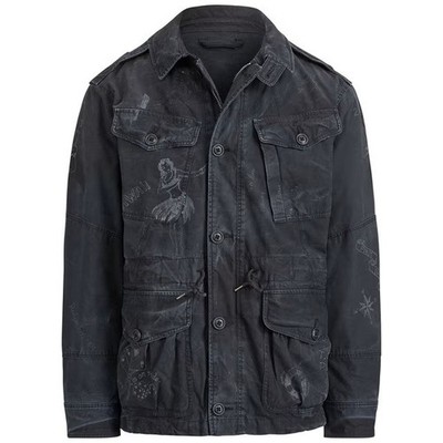 Polo Ralph Lauren RRL M-65 Cotton Field Jacket Black Size M Graffiti Doodle BNWT