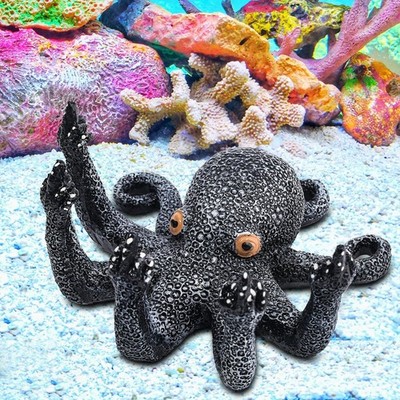 Octopus Aquarium Ornaments Decoration, Black Resin Artificial Sea Life,Suitab...