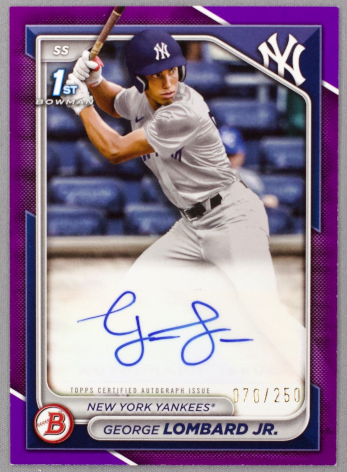 2024 Bowman Paper Auto 1st George Lombard Jr. #PPRA-GL Purple /250 Yankees