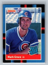 Mark Grace 1988 Donruss WITH DOT #40 Baseball MLB Card RC Rookie Chicago Cubs. rookie card picture
