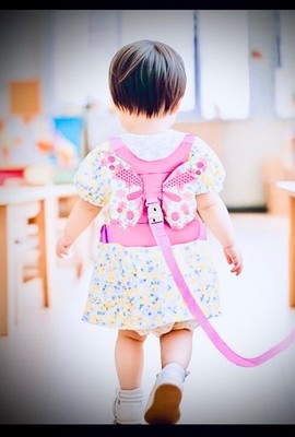 Pink harness and strap designed for baby girls. (Average body)
