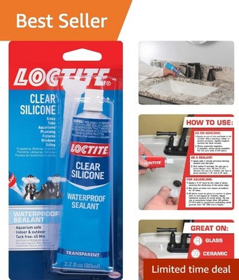 Multipurpose Waterproof Silicone Sealant - Clear 2.7 fl oz Tube for Home Repairs