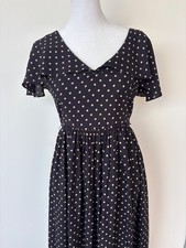 Christy Dawn Black Polka Dot Midi Dress Cottagecore Sz S