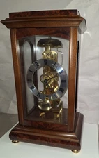 Franz Hermle German Mantle Clock Skeletal 791-081 Working With Key & Pendulum