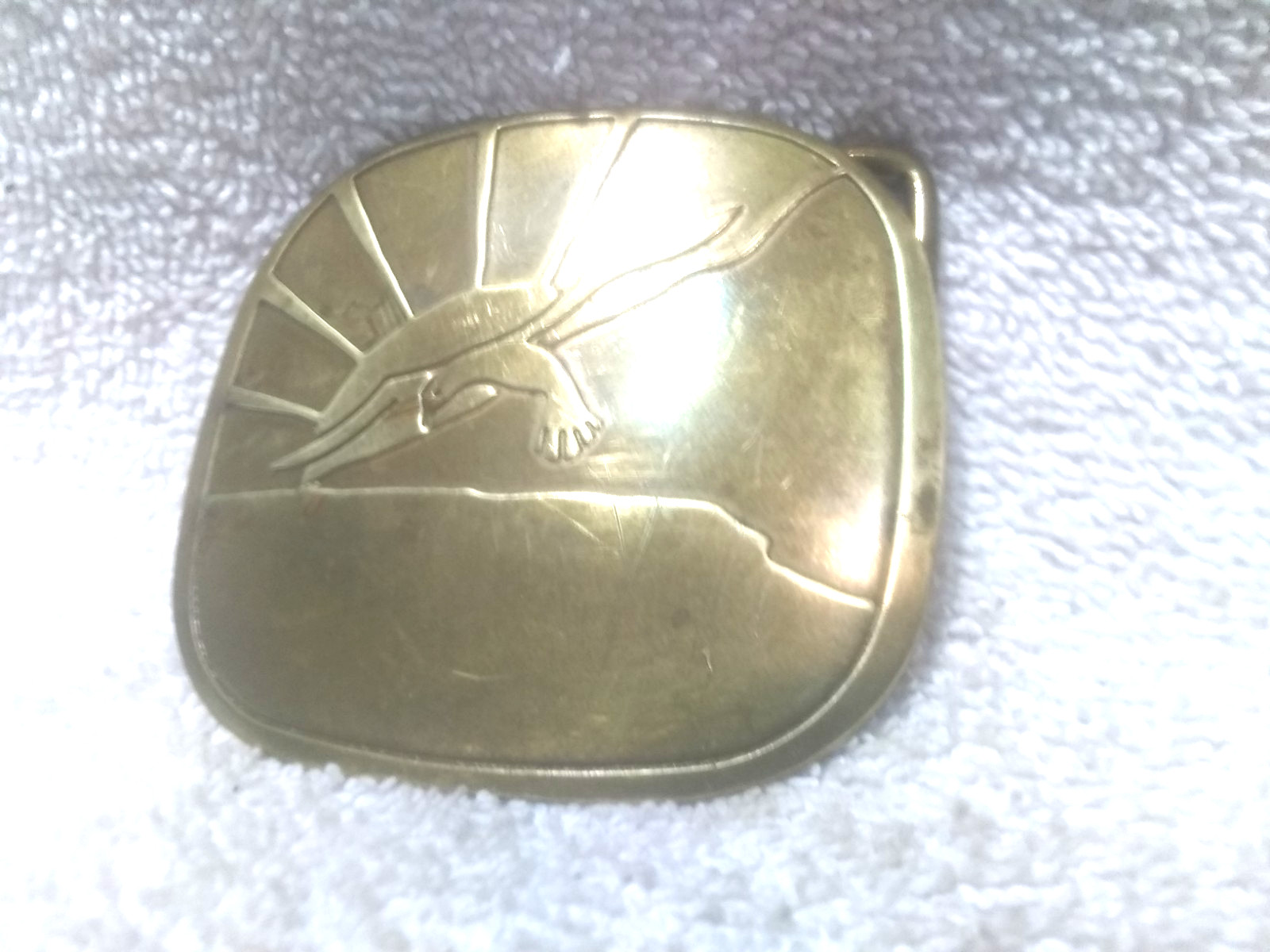 Gold Eagle Flying Into Sun Rectangle Solid Brass … - image 4