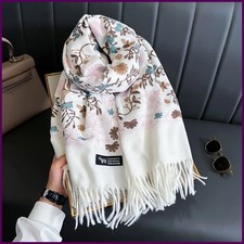 New Winter Warm Cashmere Scarf for Women Embroidery Pashmina Blanket Thick Shawl