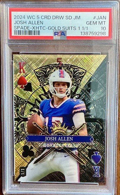 2024 WILD CARD 5 DRAW JOSH ALLEN KING OF SPADES GOLD 1/1 PSA 10