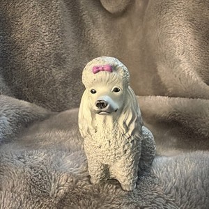 Gray Poodle Dog Figure Hard Toy Or Cake Topper 2.5”