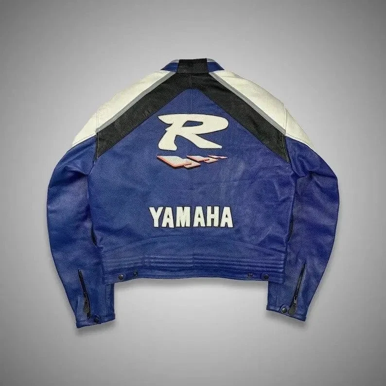 YAMAHA Racing Leather Jacket Handmade Vintage Motorcycle Biker Cowhide R1 Jacket - Image 2 of 4