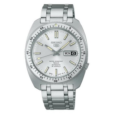 SEIKO 5 Sports SRPL91K1 Silver Steel Heritage Watch 24 Jewels Gene Krantz 1960s