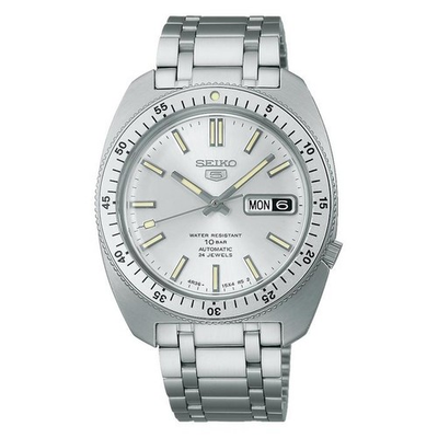 #ad SEIKO 5 Sports SRPL91K1 Silver Steel Heritage Watch 24 Jewels Gene Krantz 1960s $785.00