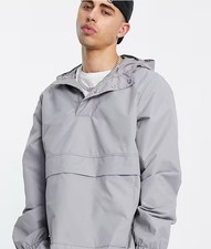 New Look mens waterproof overhead jacket with pouch pocket in grey UK Small S