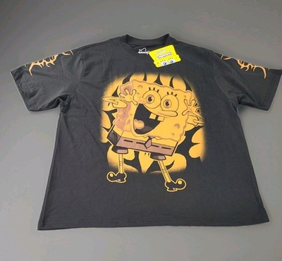 Nickelodeon SpongeBob SquarePants T Shirt Men's Large Black NWT Front Back...