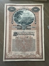 Lot of 47 Austria 1921 City of  Vienna 10,000 kronen Bond Loan Stock Certificate