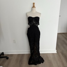 Shein Womens Dress Large Black Strapless Corset Top Floral Lace Overlay