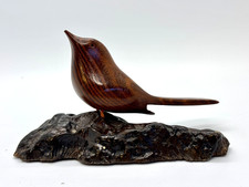 Charles A Sutton Hand Carved Warbler Bird on Manzanita Burl Wood Base /READ