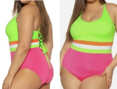 Women's  One Piece  Neon Colorblock  Swimsuit by BCA Rebecca Virtue  C4