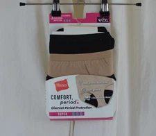 Hanes 3 Pack Women's Comfort Period Briefs Underwear Black/Beige Size 9