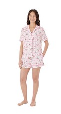 Member's Mark 2-Piece Pj Set Ladies Notch Collar Pajama Set Sz Large Pink Floral